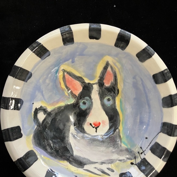 Handmade Deep Bowl” Bunny”“ 8x4” Original Design Pottery - Picture 2 of 8